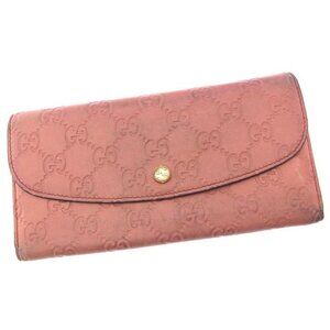 Gucci Wallet Purse Long Wallet Guccissima Pink Gold Woman Authentic Used I227